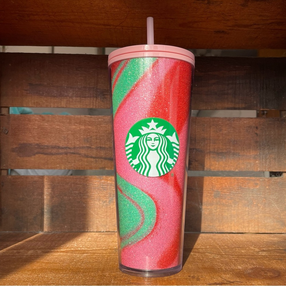 Starbucks 2020 Glitter Holiday Tumbler Pink Swirl 24 oz